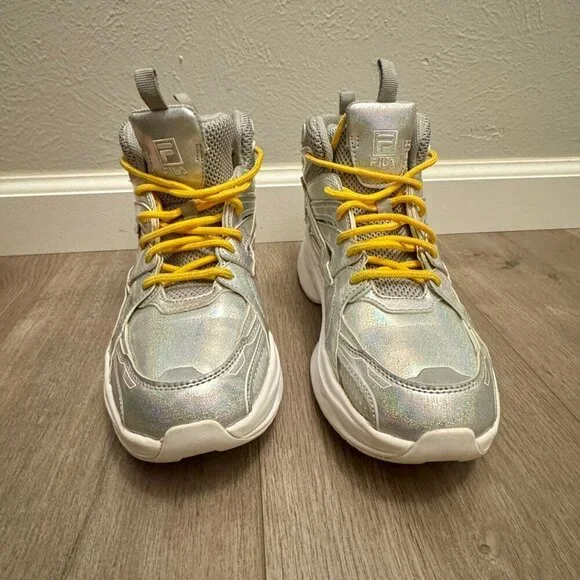 FILA Women’s Chunky Sneakers | 7.5 | Silver Holographic | Vibram Sole - Picture 2 of 8